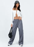 Princess Polly mid-rise  Lista Elastic Pocket Pants Grey Pinstripe