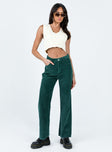 Princess Polly mid-rise  Kalinda Jeans Green Cord