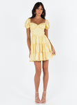 Princess Polly Sweetheart Neckline  Danny Mini Dress Yellow Floral