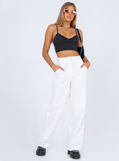 front view of model wearing Princess Polly New Classics Crop Black Eco 