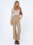 front view of model wearing Princess Polly Richmond Pants Tan 