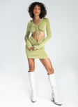 front view of model wearing Princess Polly Kylie Mini Dress Green 