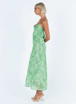 Front view of model wearing  front Princess Polly Crew Neck  Pantano Maxi Dress Green