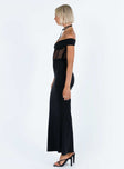 Princess Polly Plunger  Cassady Off The Shoulder Maxi Dress Black