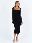 product Princess Polly Square Neck  Charvi Long Sleeve Midi Dress Black