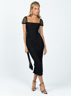 product Princess Polly High Neck  Charvi Short Sleeve Midi Dress Black