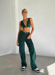 Front view of model wearing  front Princess Polly Sleeveless Asymmetric Neckline  Paige Top Green