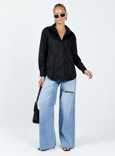 product Princess Polly Full Sleeves V-Neck  Hexon Shirt Black