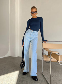 product Princess Polly Full Sleeves High Neck  Farro Long Sleeve Top Navy