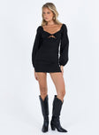 product Princess Polly Sweetheart Neckline Sweetheart Neckline High Neck  Treacy Long Sleeve Mini Dress Black