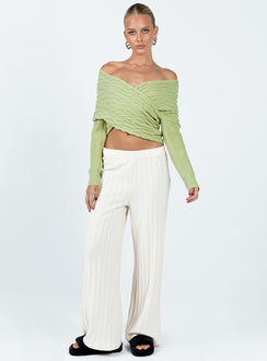 Tamas Wrap Front Sweater Sage Princess Polly  Cropped 