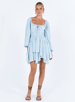 product Princess Polly High Neck  Barrett Long Sleeve Mini Dress Blue