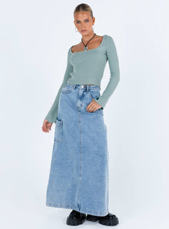 product Princess Polly Full Sleeves Scoop Neck  Unley Long Sleeve Top Blue