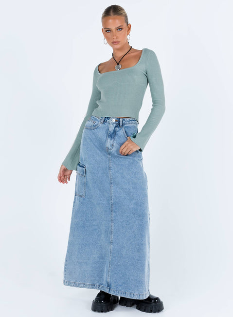 product Princess Polly Full Sleeves Scoop Neck  Unley Long Sleeve Top Blue