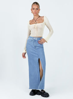 product Princess Polly Full Sleeves Square Neck  Mellow Long Sleeve Top Cream