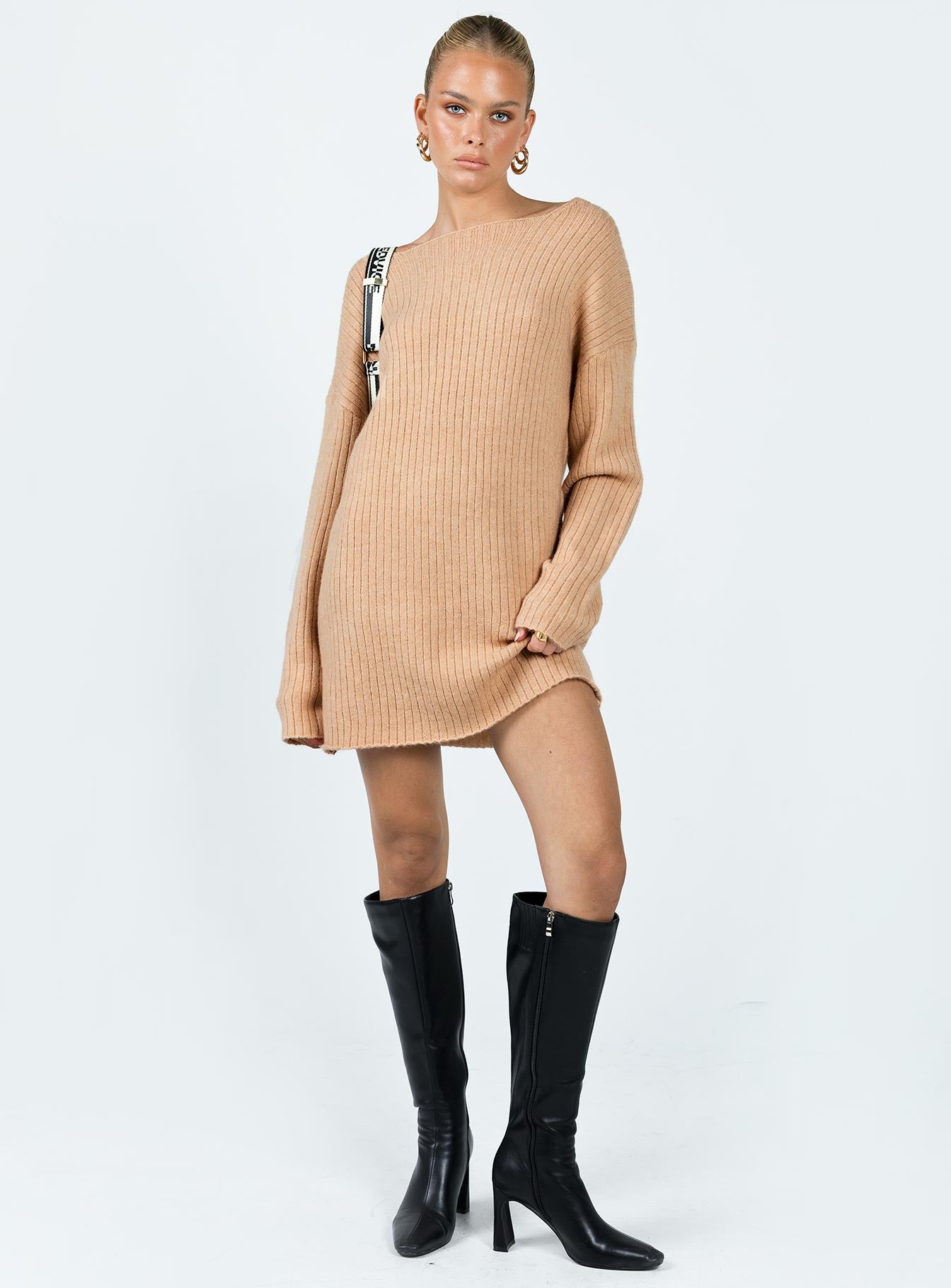 product Princess Polly V-Neck  Alivia Sweater Dress Beige