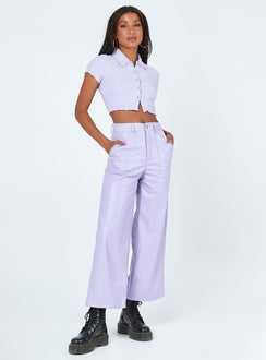 side view of model wearing Princess Polly Imani Top Lilac 