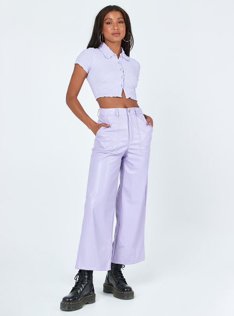 side view of model wearing Princess Polly Imani Top Lilac 