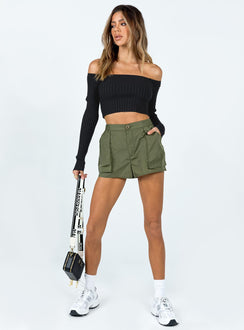 Cargo shorts Windbreaker material Elasticated waistband Zip & button fastening Twin hip pockets