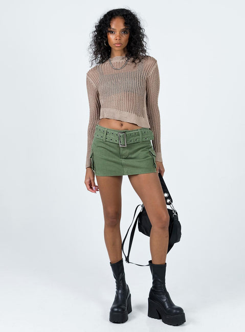 Indianna Sweater Beige Princess Polly  Cropped 