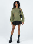 Wendy Oversized Knit Sweater Baby Khaki Princess Polly  long 