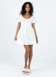 Princess Polly Scoop Neck  Derena Crochet Bust Mini Dress White