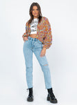 front view of model wearing Princess Polly Attica Knee Rip Denim Jeans Mid Rise 