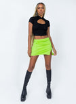   front view of model wearing Princess Polly Aisha Mini Skirt Green Mini Skirts 