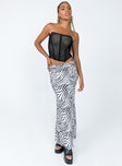   front view of model wearing Princess Polly Ziggy Maxi Skirt Black / White Maxi 