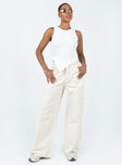 Princess Polly Mid Rise  Meyer Wide Leg Jeans Beige