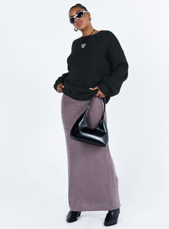 front view of model wearing Princess Polly Ryanna Sweater Black Long 