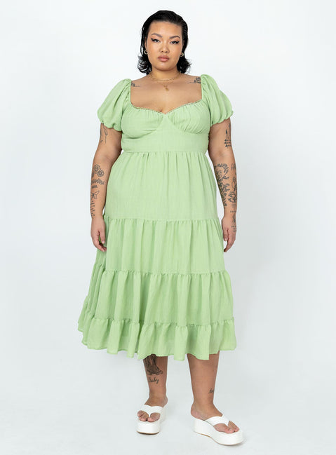product Princess Polly Asymmetric Neckline  Danny Midi Dress Green Curve