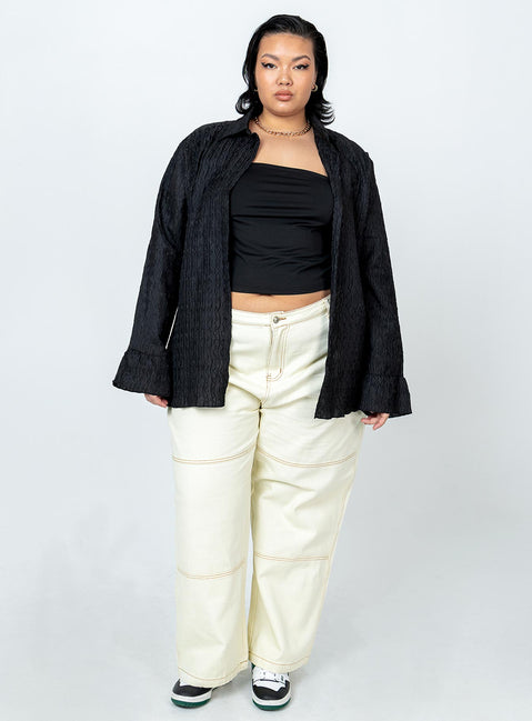 product Princess Polly Full Sleeves Plunger  Chrisley Shirt Black Curve