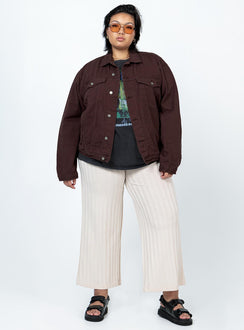 Oversized denim jacket Button front fastening Chest & hip pockets Single-button on cuff Drop shoulder