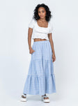   front view of model wearing Princess Polly Hale Midi Skirt Blue Maxi 