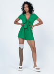 Romper Textured material  Tie fastening at bust  Elasticated waist Cut out midriff  Lined bust