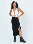   front view of model wearing Princess Polly Ariel Knit Midi Skirt Black 