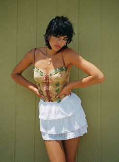 Front view of model wearing  front Sound Check Mini Skirt White Princess Polly  Mini Skirts 