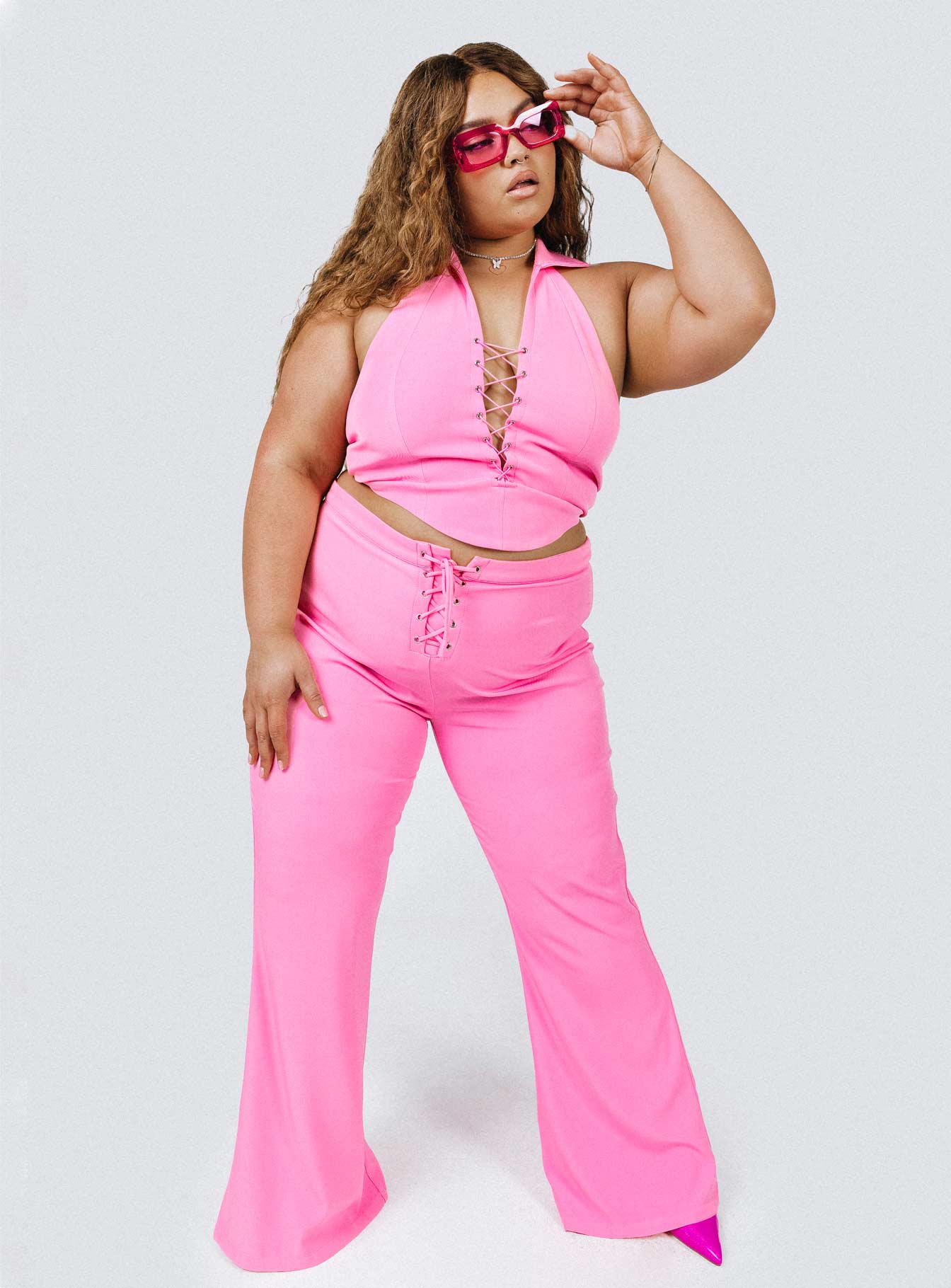 product Princess Polly  Marcia Flare Pant Pink Curve