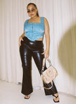 front view of model wearing Princess Polly Braden Pant Black Curve 