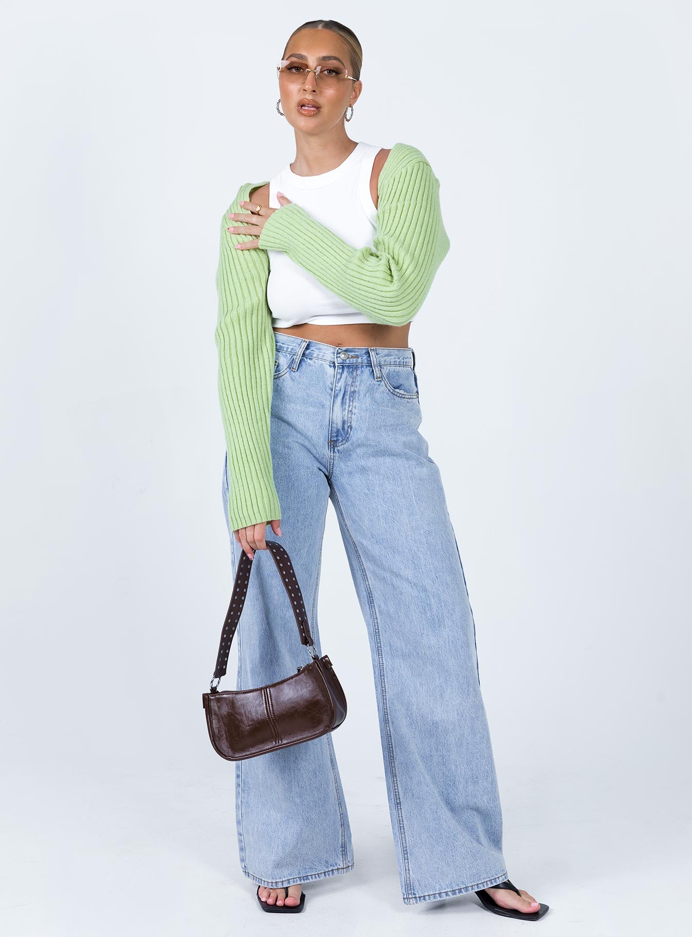 Aytan Bolero Sweater Green Princess Polly  Cropped 