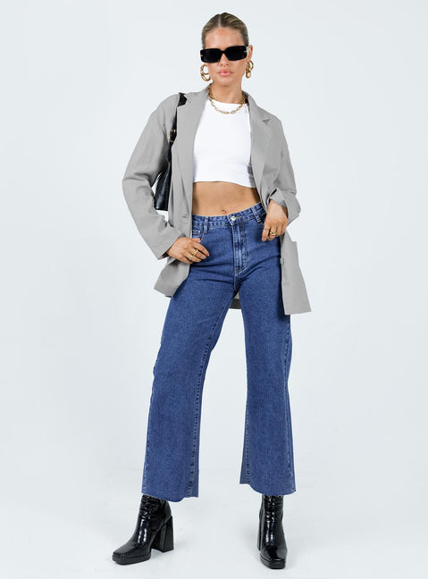 Amber Oversized Linen Blazer Grey