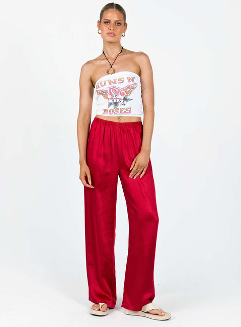 Front view of model wearing  front Princess Polly  Nixie Pants Red