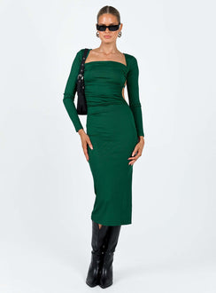 product Princess Polly Crew Neck  Esplin Long Sleeve Midi Dress Green