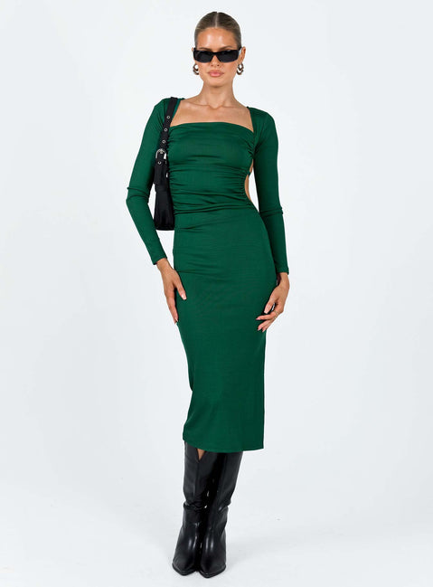 product Princess Polly Crew Neck  Esplin Long Sleeve Midi Dress Green