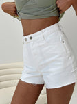 Estrella Denim Shorts White Princess Polly mid-rise 