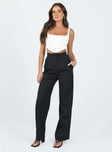 Front view of model wearing  front Princess Polly High Waisted Pants  Regence Pants Black