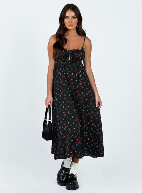 product Princess Polly Square Neck  Empress Of Love Maxi Dress Black Floral