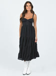 Front view of model wearing  front Princess Polly Crew Neck  Joella Midi Dress Black