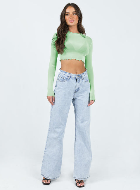 Front view of model wearing  front Princess Polly Sleeveless Square Neck  Livvy Long Sleeve Top Green